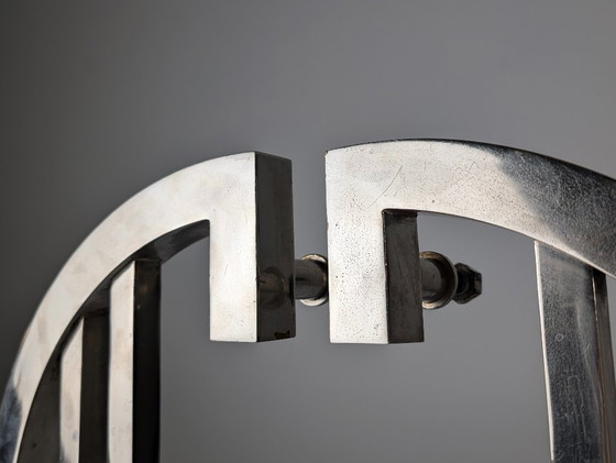 Image 1 of Pair of Art Deco Geometric Chromed Door Handles, 1920s