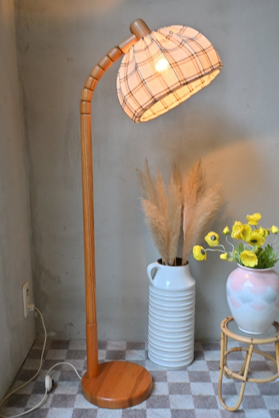 Image 1 of Adjustable Vintage Floor Lamp - Solid Pine, Steinhauer 1970s