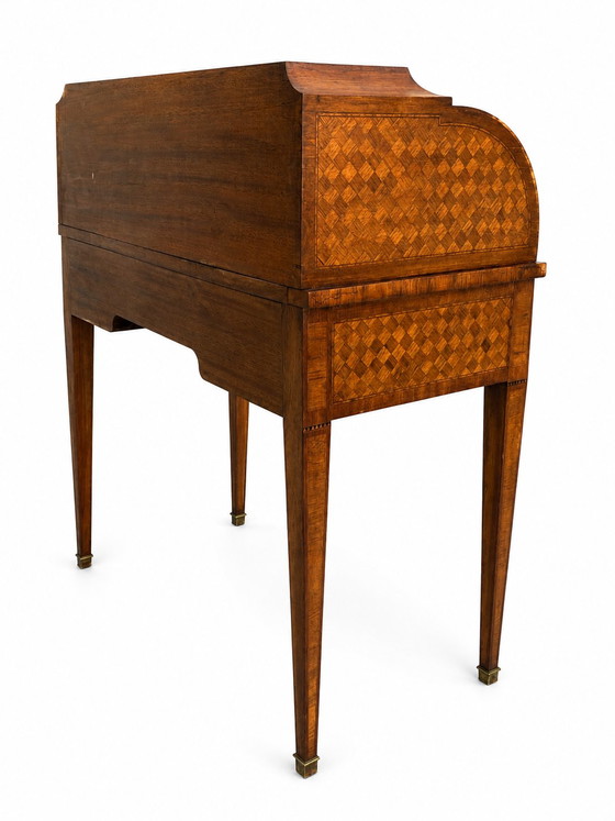 Bureau Secrétaire à Cylindre Louis XVI Marqueterie en Croisillons – Bureaux, Wood (photo 5 of 10)
