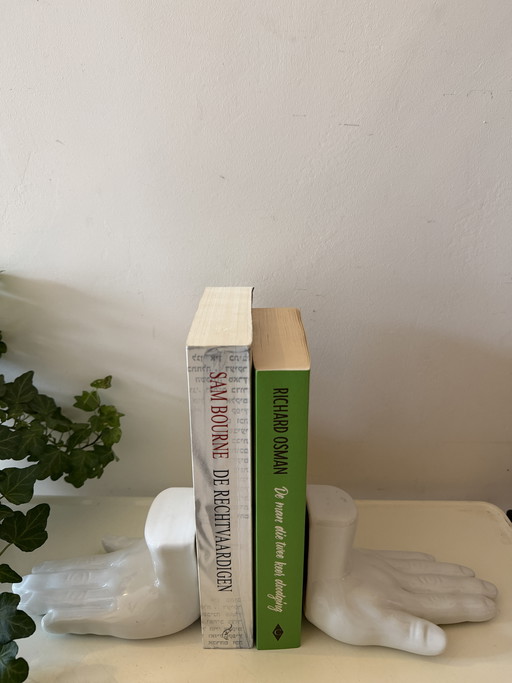 Set of 2 Ceramic Bookends in the Shape of Hands
