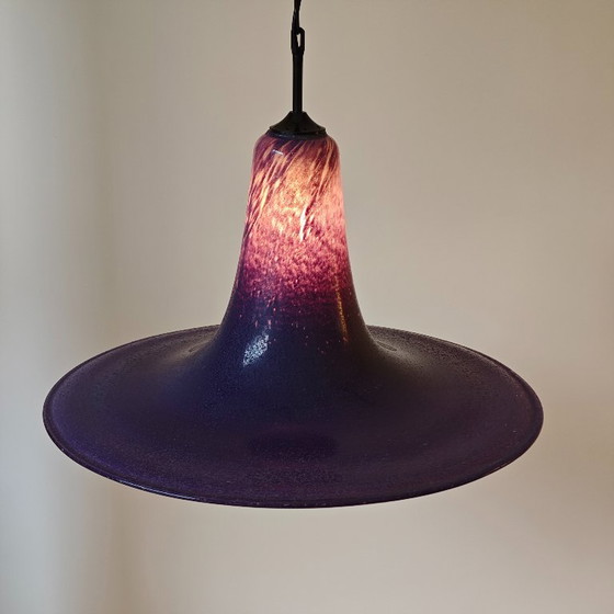 Image 1 of Vintage purple Witch Hat pendant lamp glass