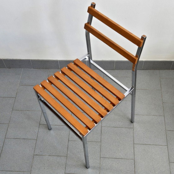 Image 1 of SUITE DE 4 CHAISES VINTAGE 1960 PIN & METAL CHROME 60S DLG CHARLOTTE PERRIAND