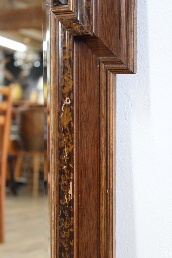 Image 1 of Grand miroir ancien encadré de bois. Miroir vintage sur pied.