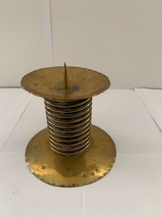 Image 1 of Candelabro/portavelas de latón, sello distintivo WK Bauhaus Art Deco.
