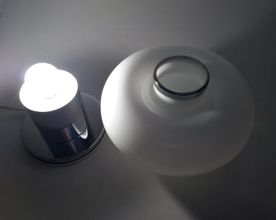 Image 1 of Lampada da tavolo vintage • Acciaio e vetro • Murano • Era spaziale • 1970