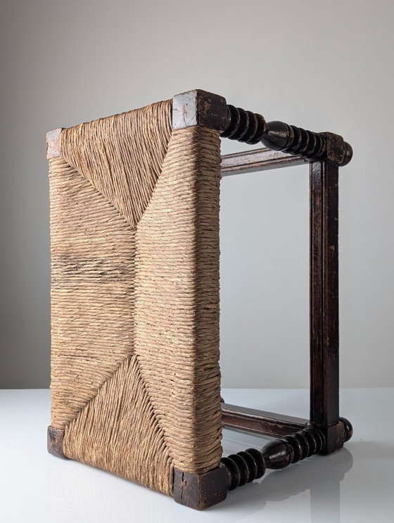 Image 1 of Spanish Provincial Bobbin-Turned Rush Bench, 1940s