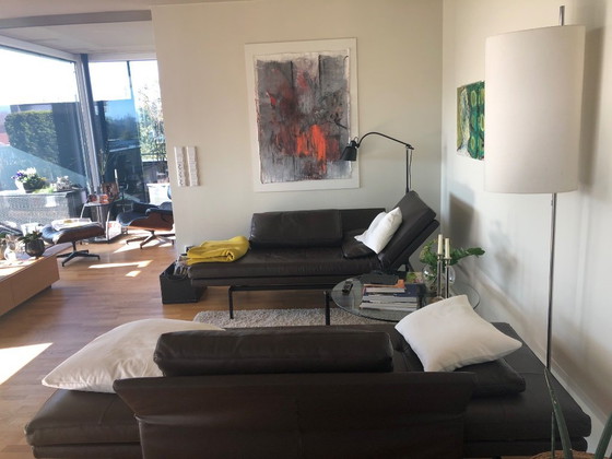 Image 1 of Zwei Daybeds, modisch elegant, Fidu Liege mit Armteil 1x links 1 x rechts incl. Kopf/ Nierenkissen Lederkategorie IV Alamo braun