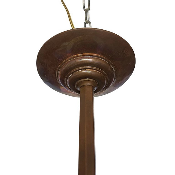 Französische Art-Deco-Pendelleuchte – Pendelleuchten, Copper, Glass (photo 5 of 5)