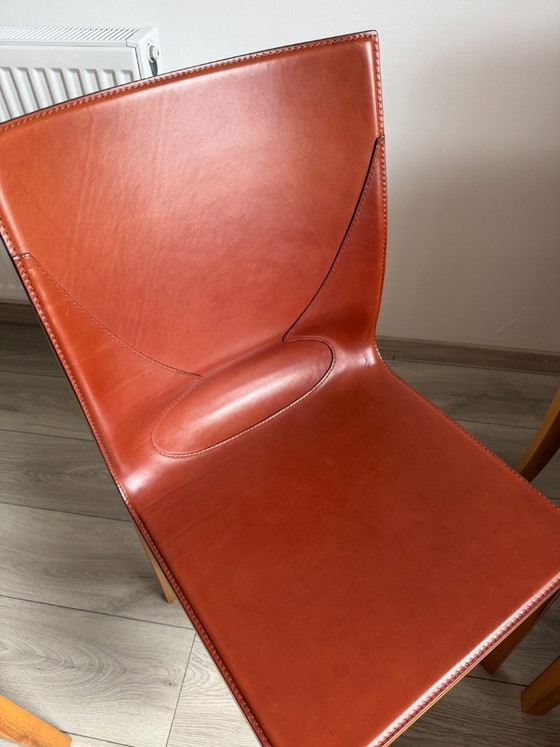 Image 1 of Original Matteo Grassi designer chairs in rare cognac leather – set of 8 in