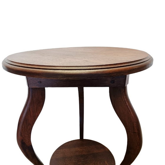 Image 1 of Mesa trípode francesa de roble estilo Art Nouveau, principios del siglo XX.