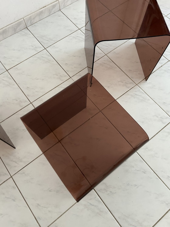 Image 1 of Vintage space age bijzettafels plexi wandsysteem