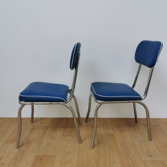 Image 1 of Sedie vintage Mid-Century in tubo cromato e similpelle, sedie da pranzo