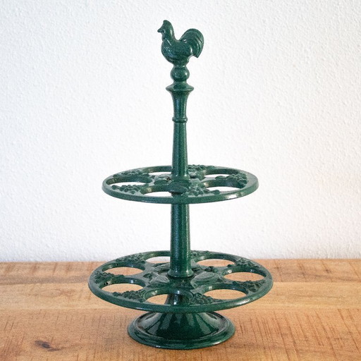 Porte-œufs vintage en fonte verte : design français