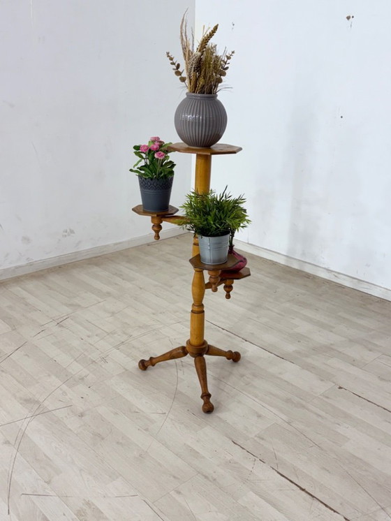 Image 1 of Vintage bloemenstandaard, bijzettafel, plantentafel, opbergmeubel