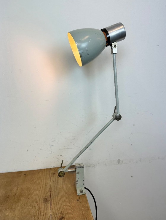 Image 1 of Lampe de table industrielle grise d'Elektrosvit, années 1970