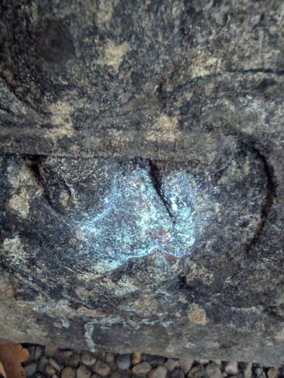 Image 1 of Large Himalayan limestone Buddha stele with naga and temple relief