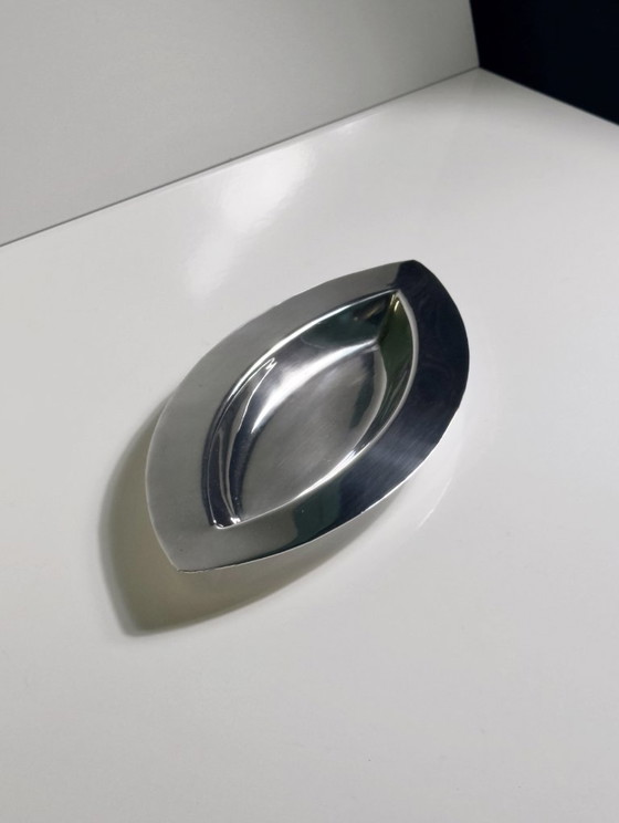 Image 1 of Plat de service argenté en forme d'amande, style années 80, coupe à fruits, plateau, bonbonnière vintage