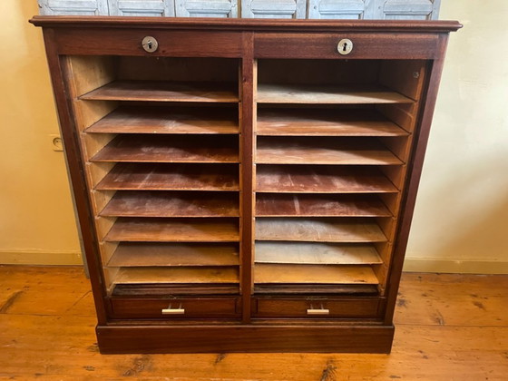 Roller shutter cabinet Filing cabinet Music cabinet Art Deco 1930 French – Storage cabinet, Aluminium (photo 13 of 15)