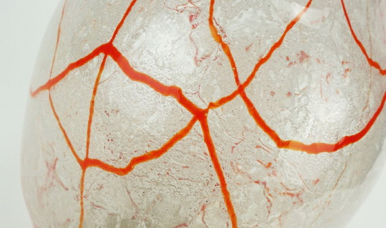 Image 1 of loetz klostermühle vaso in vetro art deco anni '30 vetro arancione bianco e trasparente