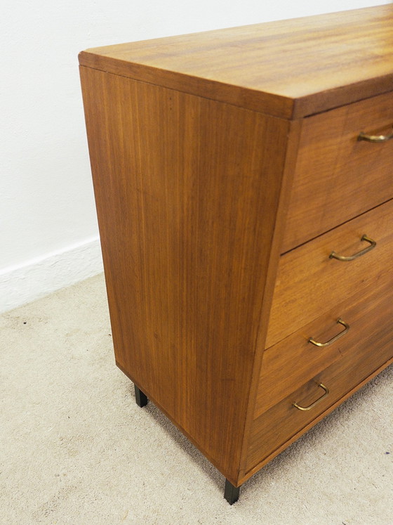 Mid-century Kommode, Kommoden, Holz, Metall, Braun (Foto 5 von 11)