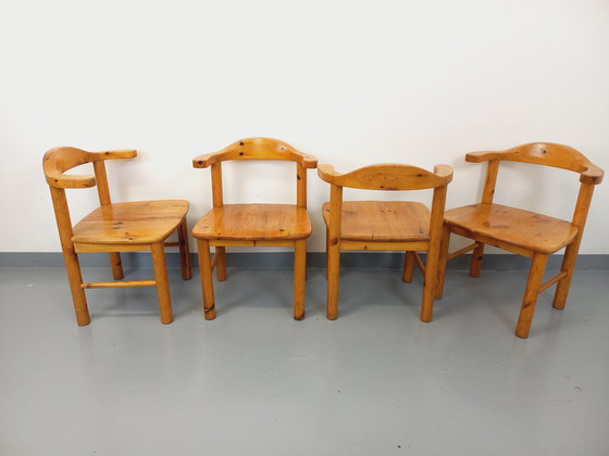 Image 1 of Suite von 4 Sesseln im Stil von Rainer Daumiller aus Kiefer aus den 60er 70er Jahren