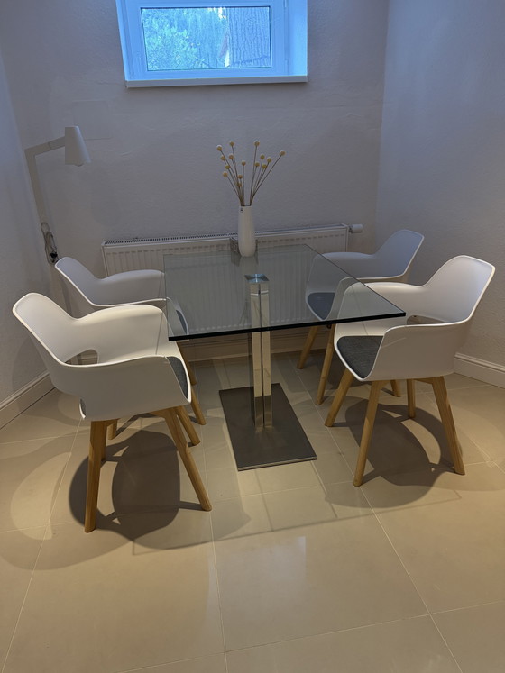 Who‘s Perfect Tisch und 4 Stühle – Esszimmergarnitur, Glass, Metal (photo 2 of 8)