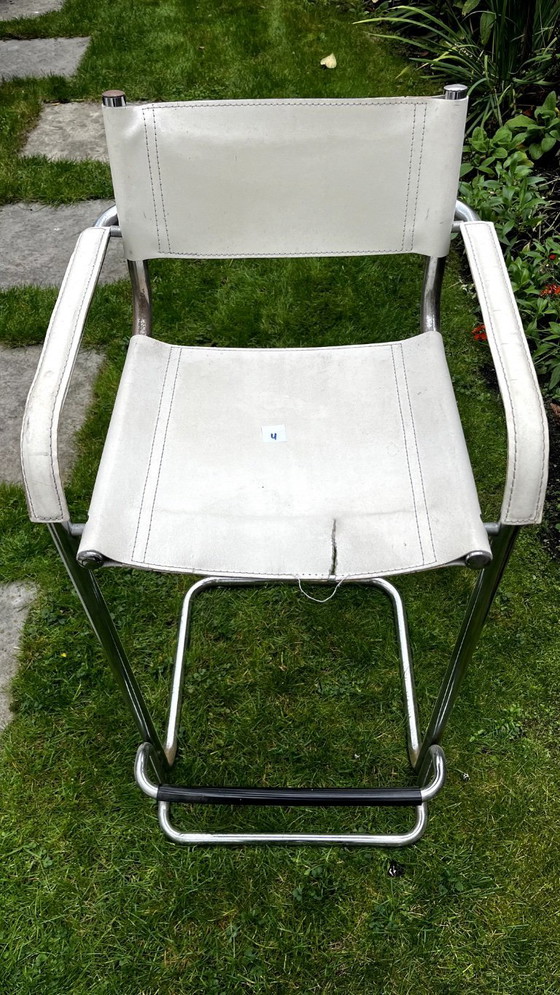 Image 1 of 4 x Tabourets de bar vintage blanc + chrome