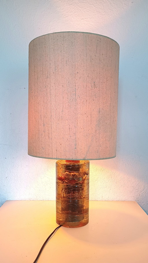 Grande lampe de table en verre des années 60
