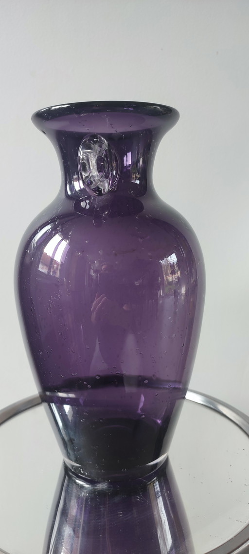 Vase italien vintage en verre d'art soufflé