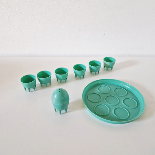 Fifties bakelite egg cup set mint green egg cup set 1950s