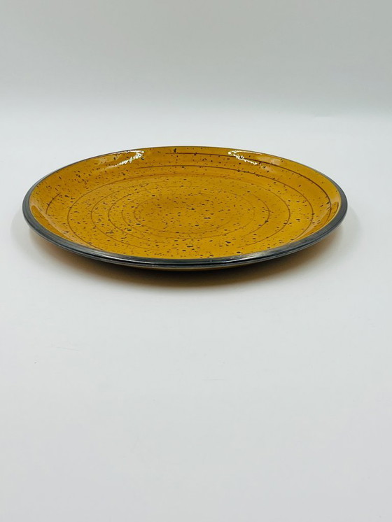 Image 1 of Boch La Louvière Palma geel gespikkelde vintage schaal