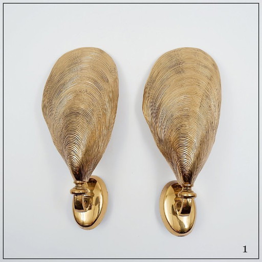 Paire d'appliques en bronze en forme de coquille de moule par Maison Jansen - Années 1970 (2 paires disponibles)
