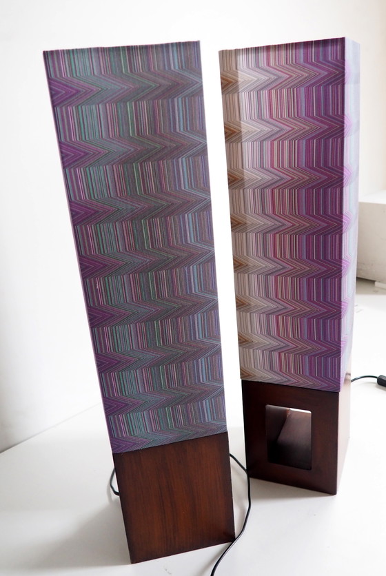 Image 1 of Vintage Wood Table Lamp/ Shadow Missoni Fabric