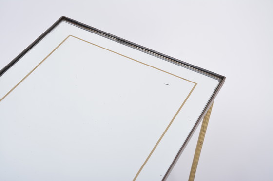 Image 1 of Hollywood Regency Brass and Glass Nesting Tables in the Style of Maison Jansen, Set of 3