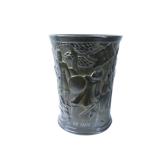 Image 1 of Relief Vase 2337 made of disco metal by Just Andersen, Denmark, 1940s