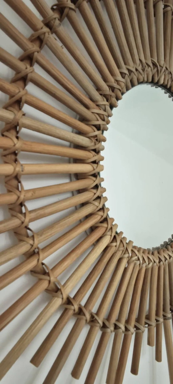 Rattan Sonnen Spiegel 1970 – Wicker, Vintage (photo 9 of 15)