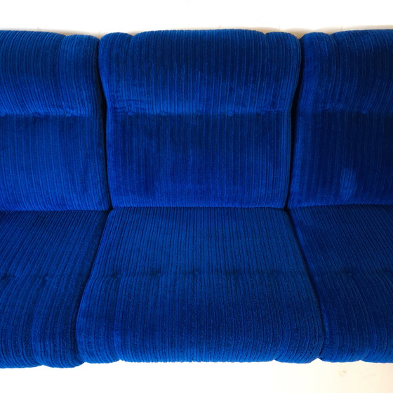 Image 1 of Canapé modulable vintage 6 pièces en velours côtelé bleu roi
