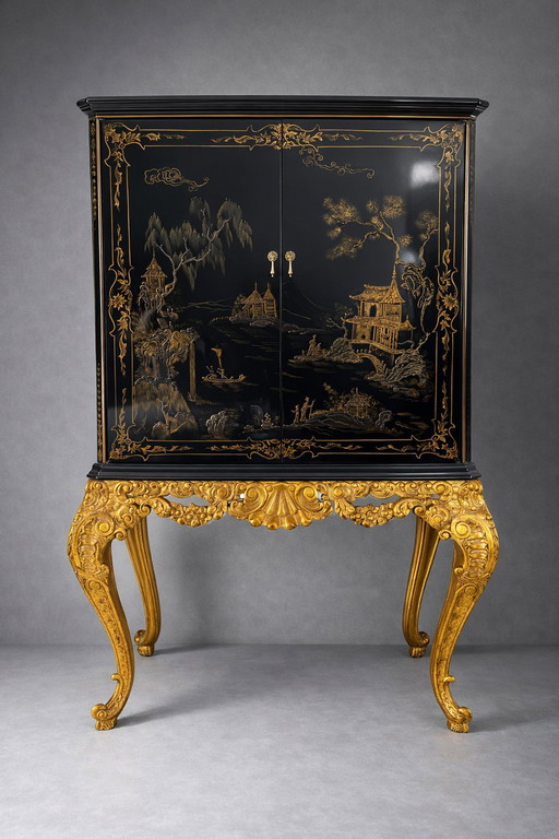 Jansen meubel Chinoiserie cocktailkast