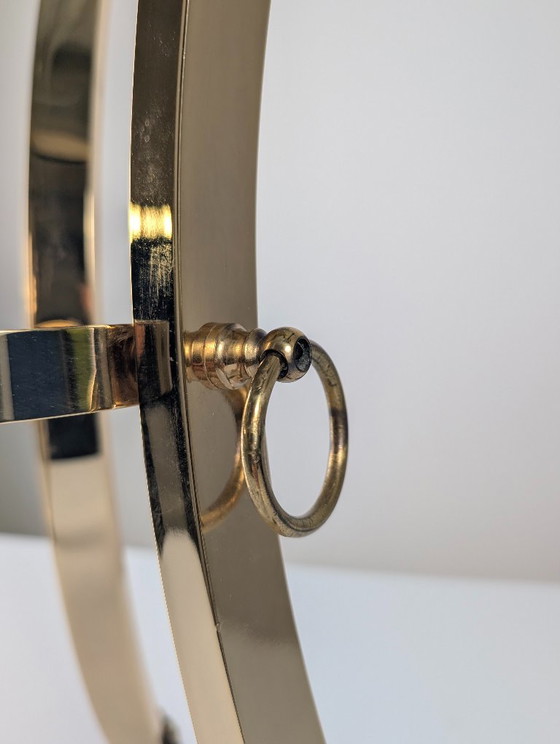 Neoklassieke bijzettafel van messing en facetgeslepen glas met ramkoppen, jaren 70 – Brass (photo 10 of 12)