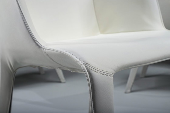 Image 1 of Gio Esszimmerstühle aus ecrufarbenem Leder von Walter Knoll, Deutschland, 2000er Jahre, 8er-Set