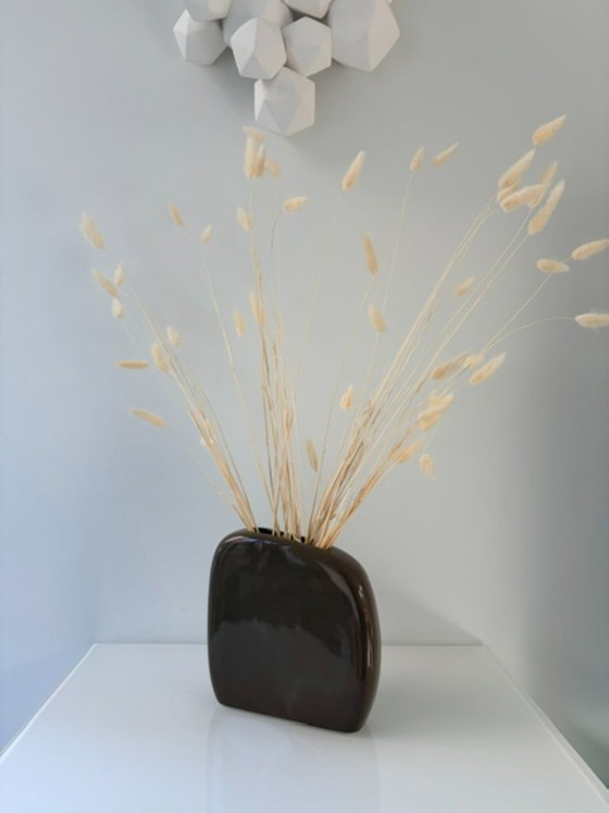 Keramikvase schokoladenbraun, Japandi Soft Design, Vasen, Modern (Foto 5 von 11)