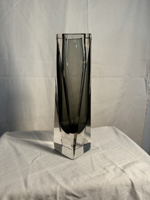 Murano Sommerso Vase In rauchigem Grau