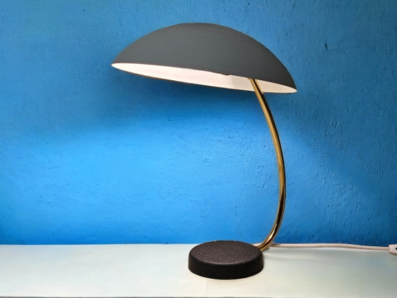 Image 1 of Lampe de table / lampe de bureau noire et blanche, style cosaque, milieu du XXe siècle