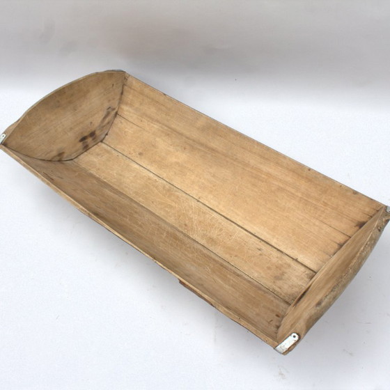 Image 1 of Grand pétrin ancien en bois, 77 cm, 30,31 pouces, bol à pain. Fabrication artisanale française.