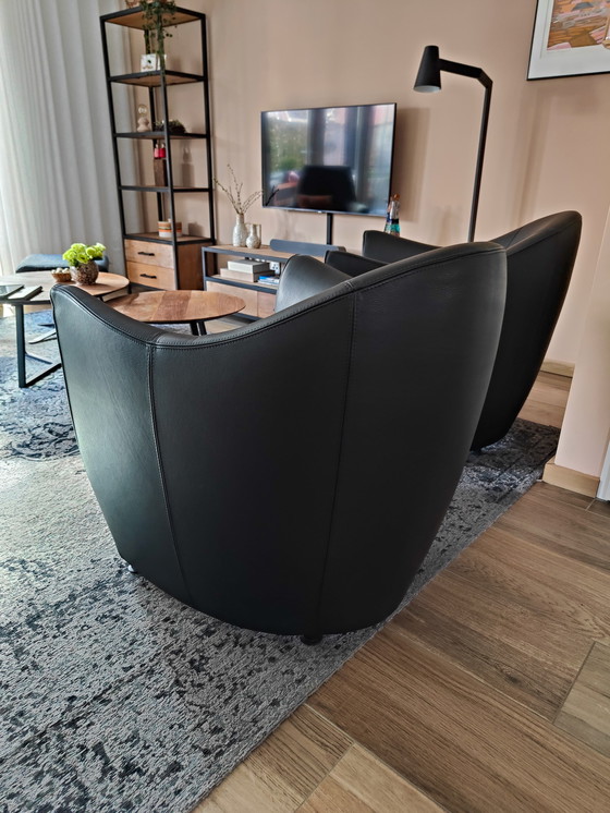 Image 1 of Leolux Sjamaan 2 stuks zwart leder