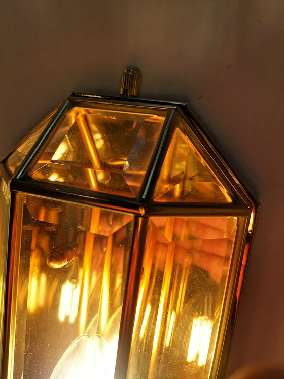 Image 1 of Hollywood Regency Mid-century wall lamps by W. Müller Munich, 1970s brass and gold