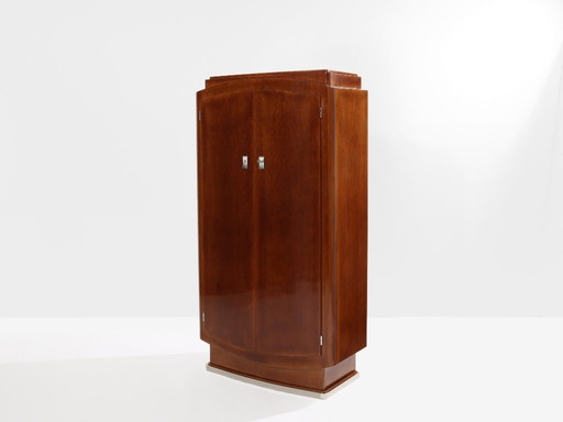 Jules Leleu mahogany cabinet nickeled metal 1930
