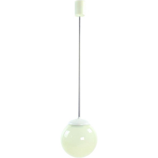 Vintage hanglamp in crème opaline van Elektrosvit, Tsjecho-Slowakije 1950