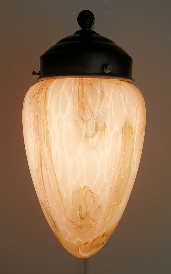 Image 1 of Art-Deco-Wandleuchte aus Opalglas