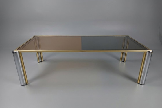 Image 1 of Tavolino da caffè vintage Belgo Chrome in cromo e vetro fumé